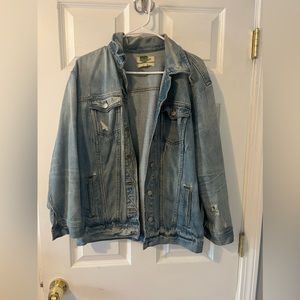 Jean jacket, size M, distressed, fitted/slightly oversized